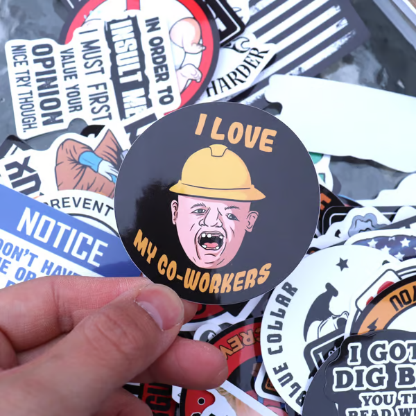 🔥150Pcs Blue Collar Funny Stickers 👷♂️