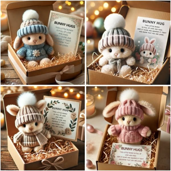 🔥Laatste dag: KOOP ER 3 EN KRIJG ER 1 GRATIS - Handgemaakt🐇Mini Bunny Hug schattig paascadeau🎁