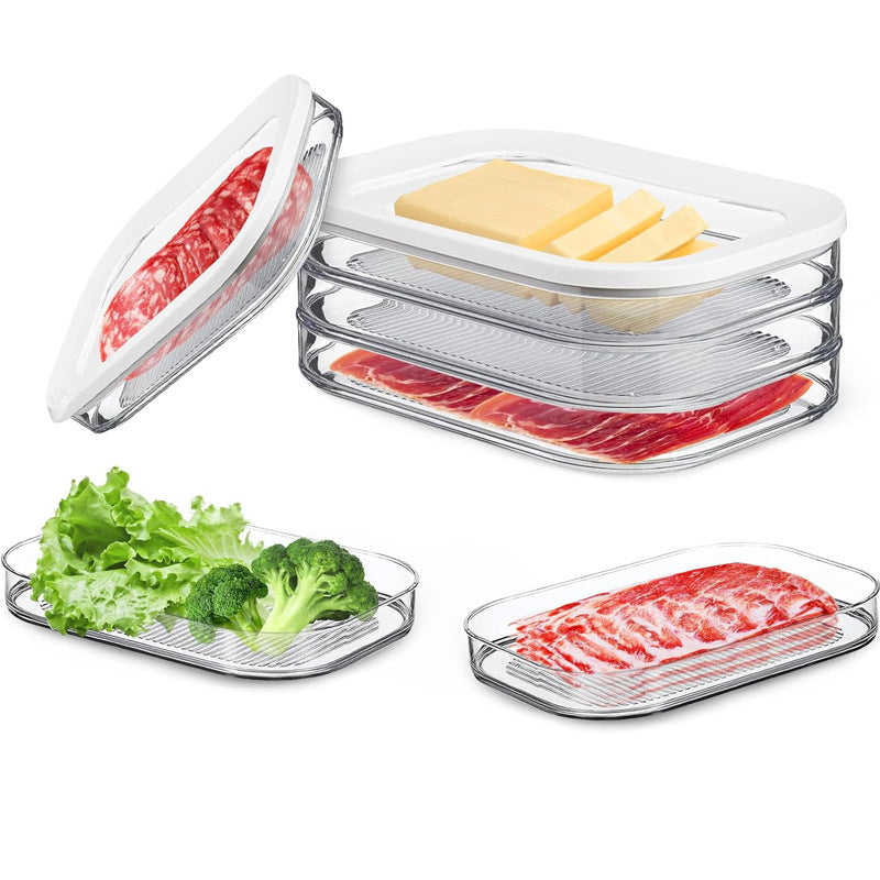 3 Layer Reusable Food Storage Containers with Lid Clear Fridge Crisper