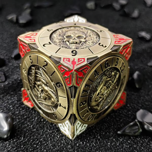 2025 New DND Fidget Spinner DICE: 7-in-1 Metal DND Dice Cube – 6-Sided Rotating Polyhedral Dice, Tabletop RPG Accessory for DMs and Player