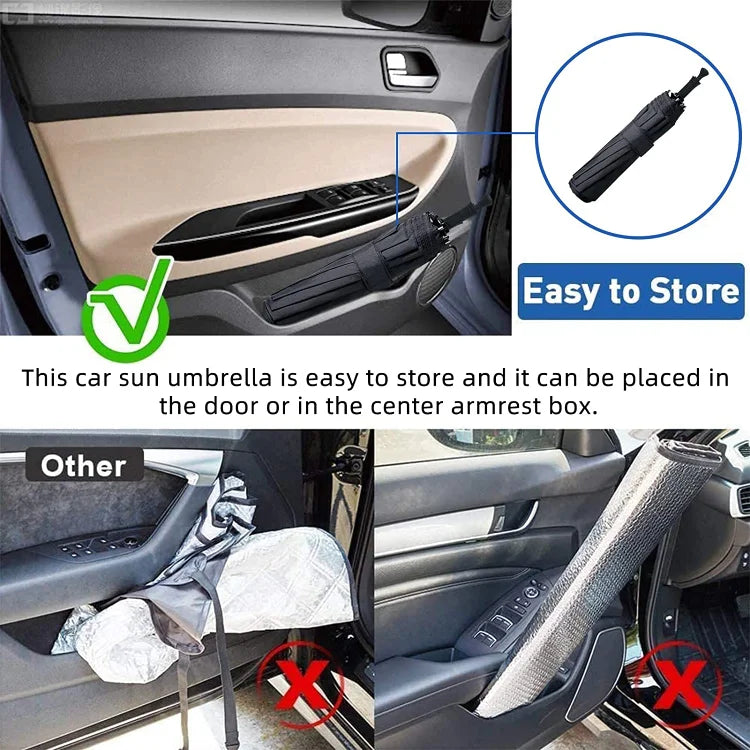 🌞 50% Korting!🔥360° Draaibare Auto Paraplu - Universeel Zonnescherm voor de Voorruit - UV-Block & Hitte-Isolatie - Krasvrij Design