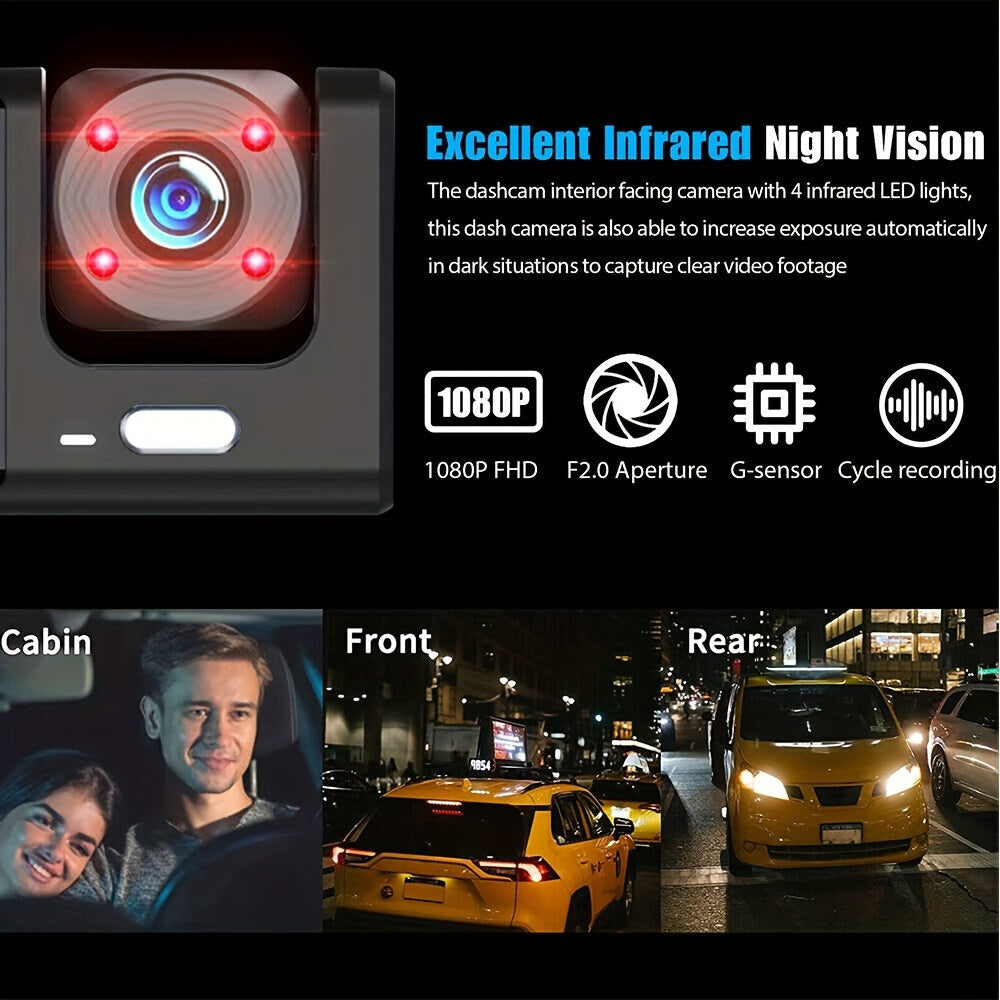 🔥2025 Nieuwe Aankomst🔥 🚗Veilig Rijden 3 Kanaal Camera Cyclus Videorecorder
