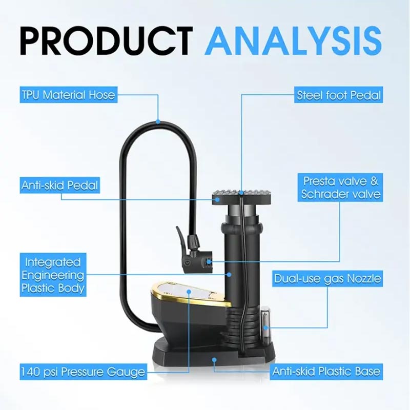 ✨Bicycle Air Pump with Pressure Gauge