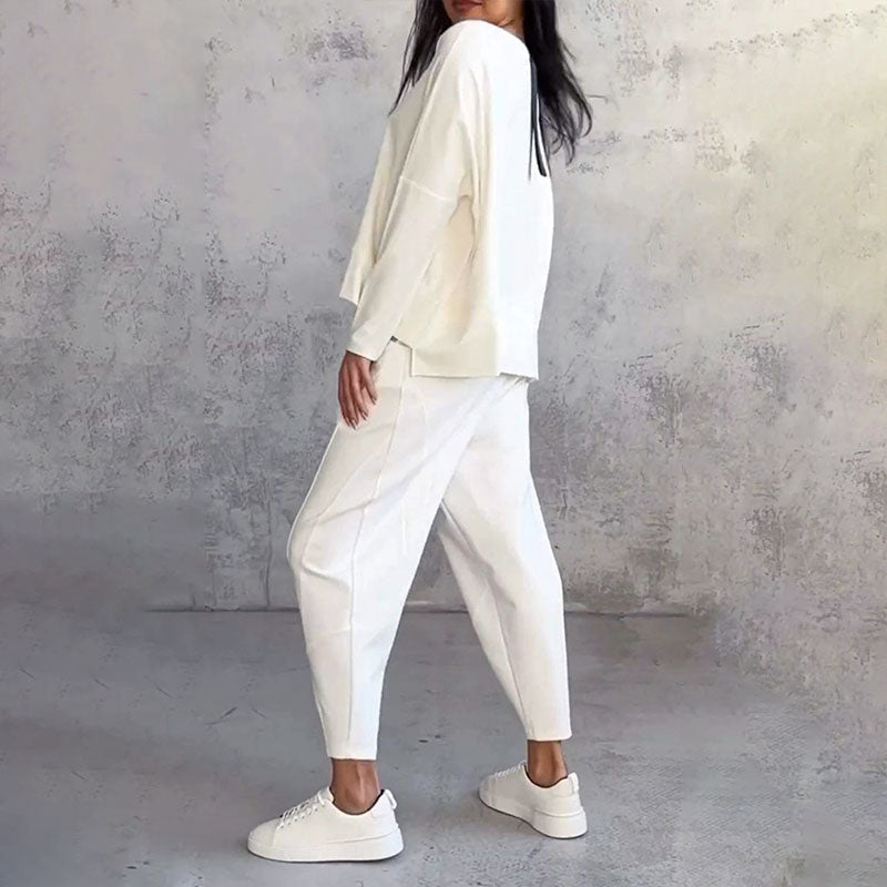 Top met lange mouwen en ronde hals & Broek 2-delige set