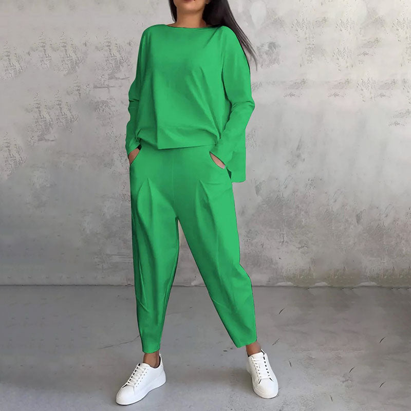 Top met lange mouwen en ronde hals & Broek 2-delige set