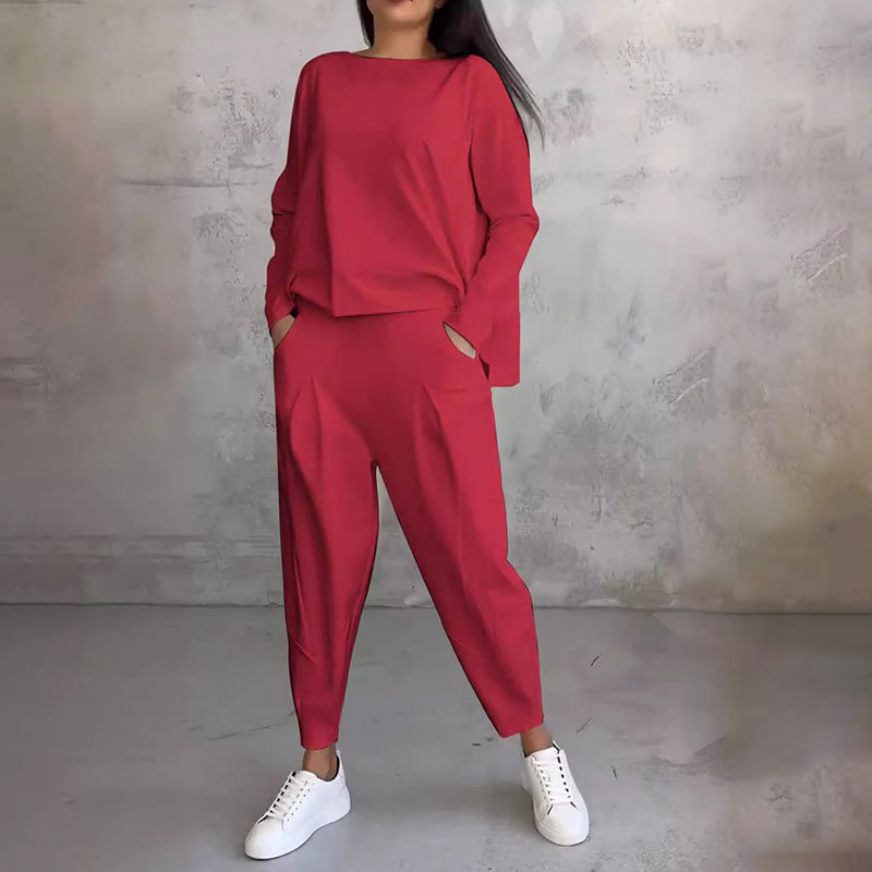 Top met lange mouwen en ronde hals & Broek 2-delige set