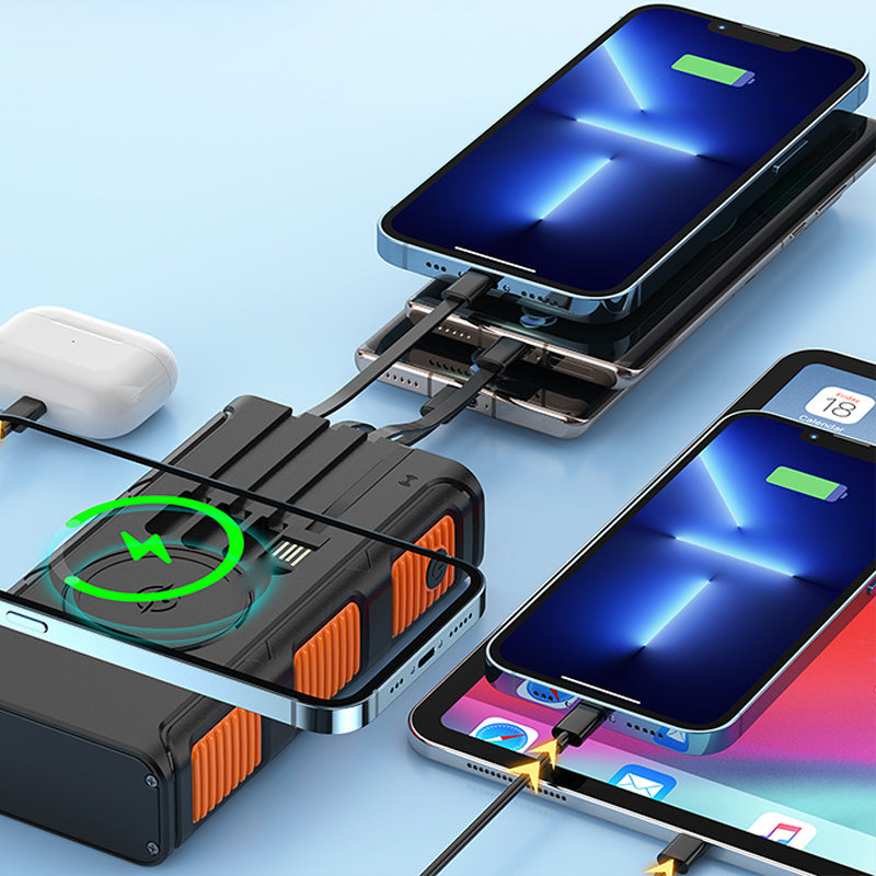 (🔥Fri leverans🔥)Portable Solar Power Bank with Built-In Cables