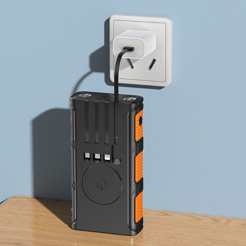 (🔥Fri leverans🔥)Portable Solar Power Bank with Built-In Cables