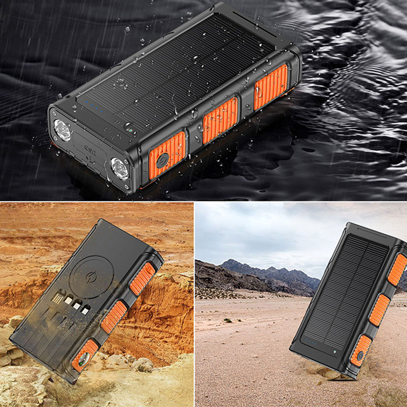 (🔥Fri leverans🔥)Portable Solar Power Bank with Built-In Cables
