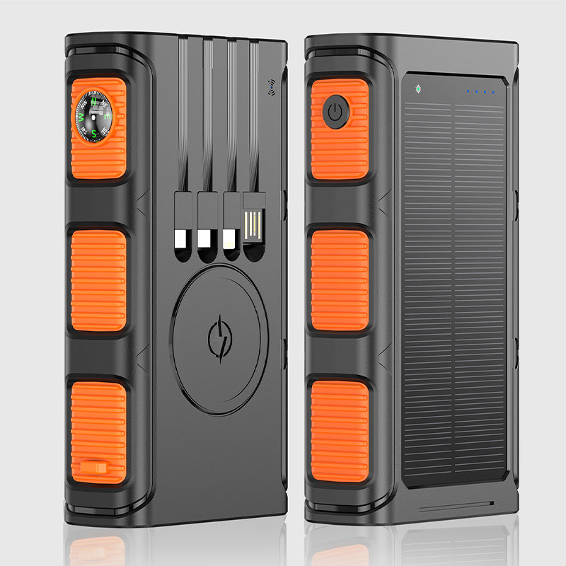 (🔥Fri leverans🔥)Portable Solar Power Bank with Built-In Cables