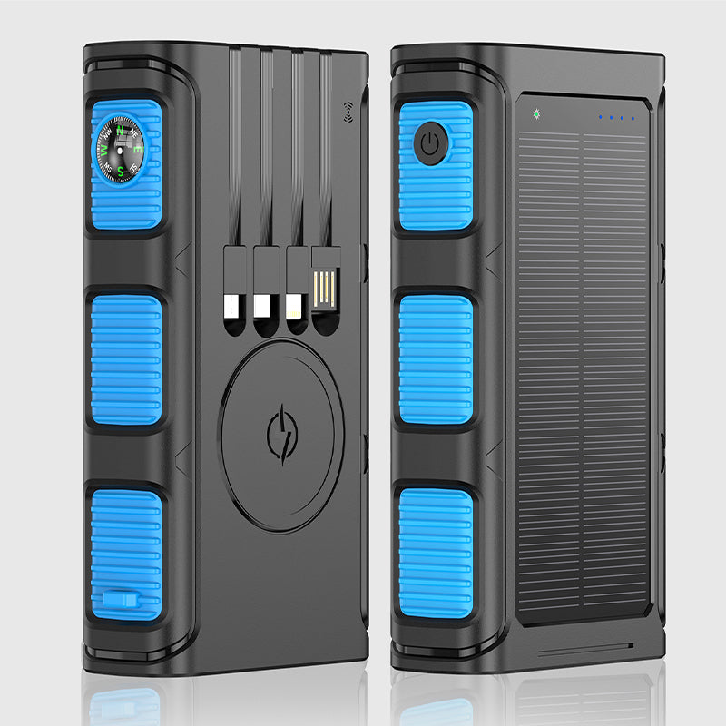 (🔥Fri leverans🔥)Portable Solar Power Bank with Built-In Cables