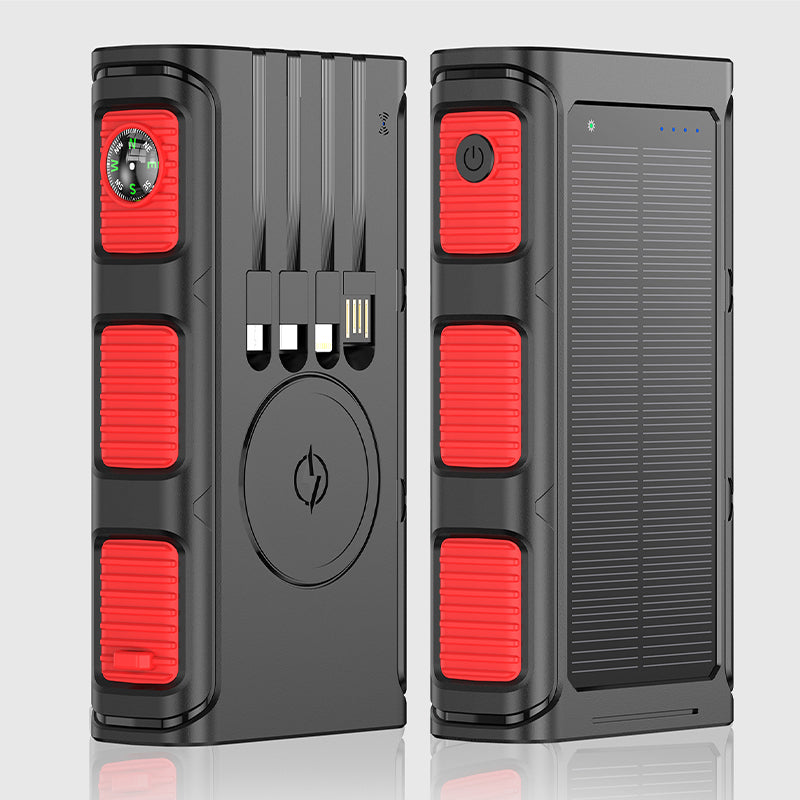 (🔥Fri leverans🔥)Portable Solar Power Bank with Built-In Cables