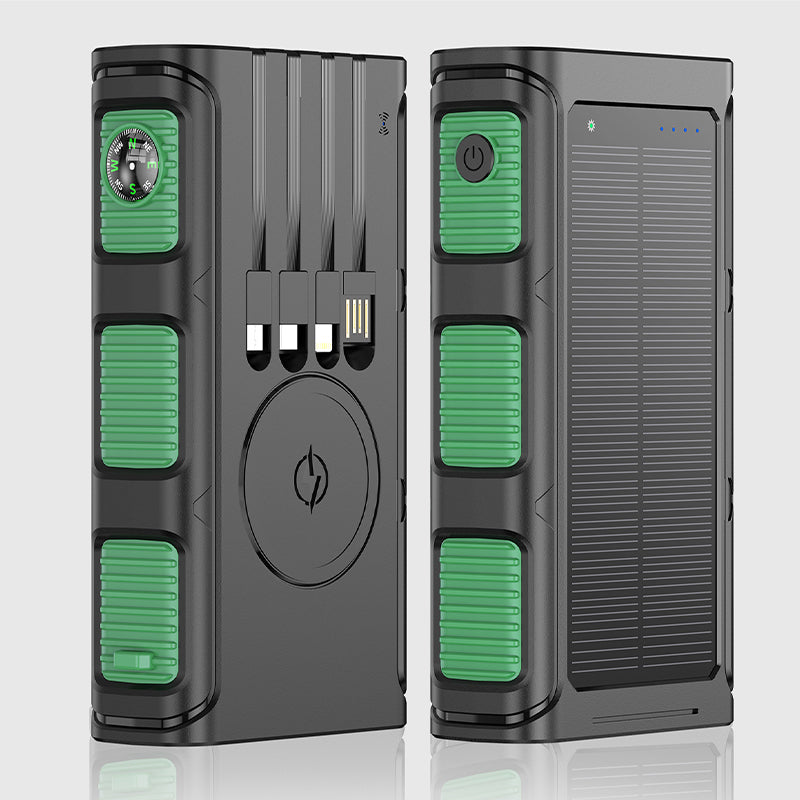 (🔥Fri leverans🔥)Portable Solar Power Bank with Built-In Cables