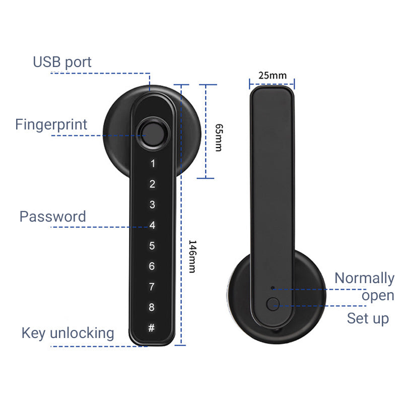 Gratis verzendingš„ Vingerafdruk Smart Door Lock Handle met Bluetooth APP controle