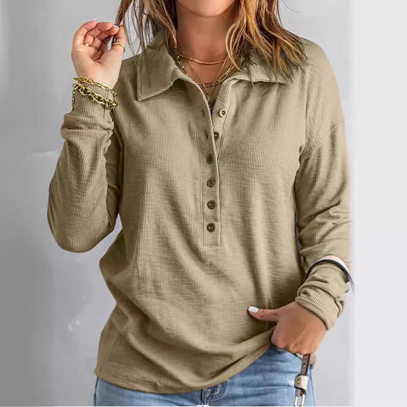 Women's Casual Comfortable Button V-Neck Lapel Bottom Shirt
