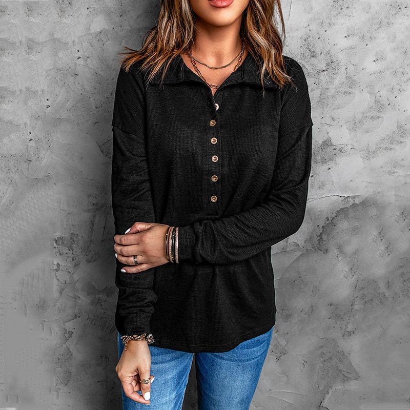 Women's Casual Comfortable Button V-Neck Lapel Bottom Shirt