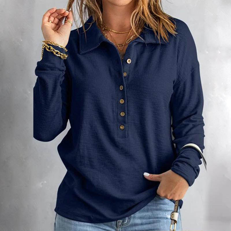 Women's Casual Comfortable Button V-Neck Lapel Bottom Shirt