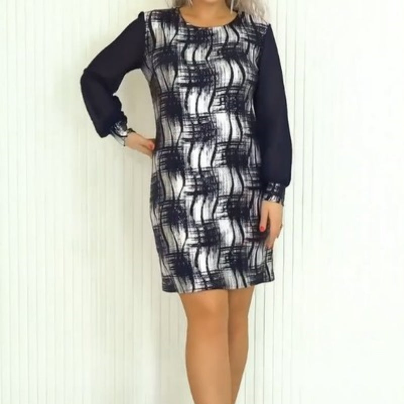 🍃Elegante jurk met ronde hals en lange mouwen