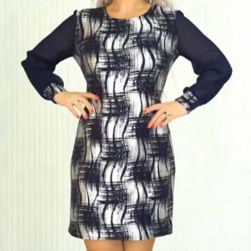 🍃Elegante jurk met ronde hals en lange mouwen