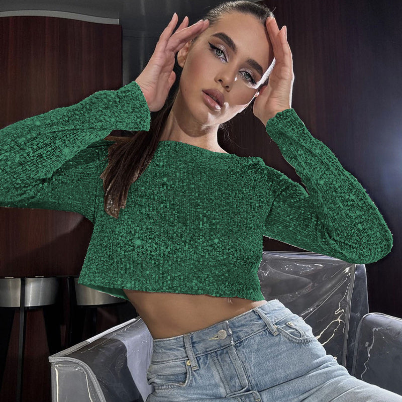 Sequin Long Sleeve Top & Skirt Set