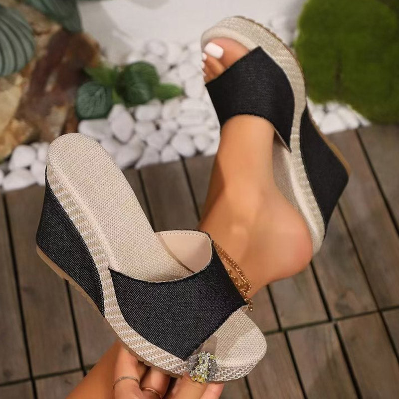 Women's Floral Open Toe Slip-On Sandals