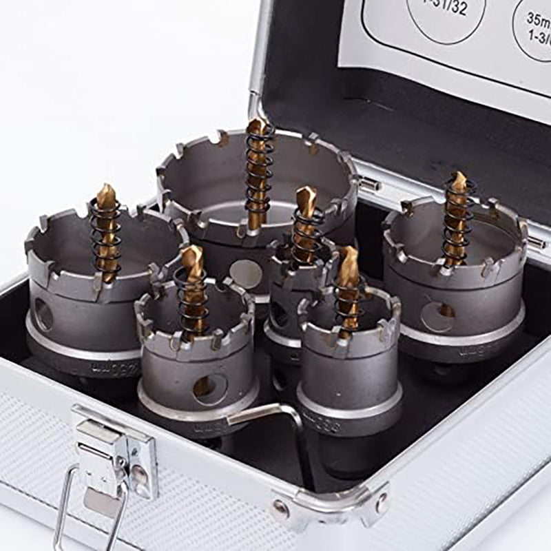 Gatzaagset voor metalen gaten met hardmetalen tandtips