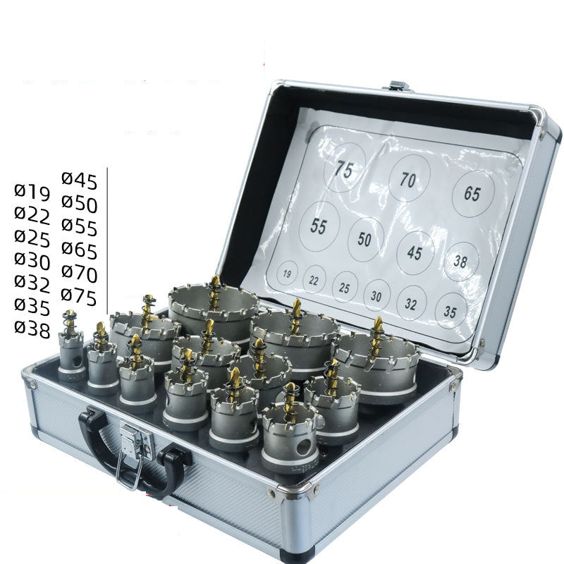 Gatzaagset voor metalen gaten met hardmetalen tandtips