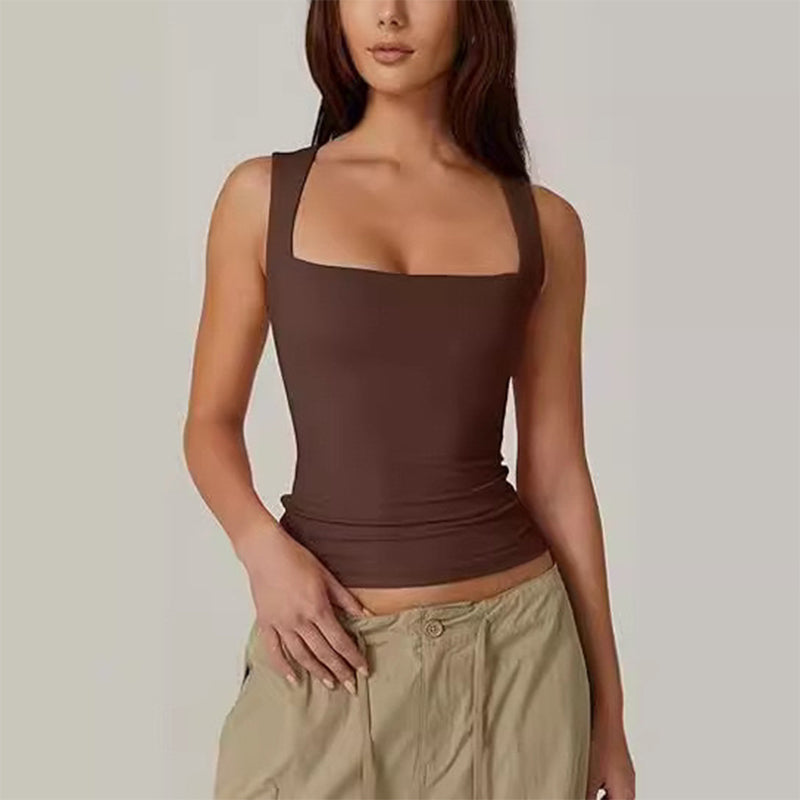 🎀Koop er 1, krijg er 1 🎀gratis Dames tanktop met vierkante hals, mouwloos en dubbellaags