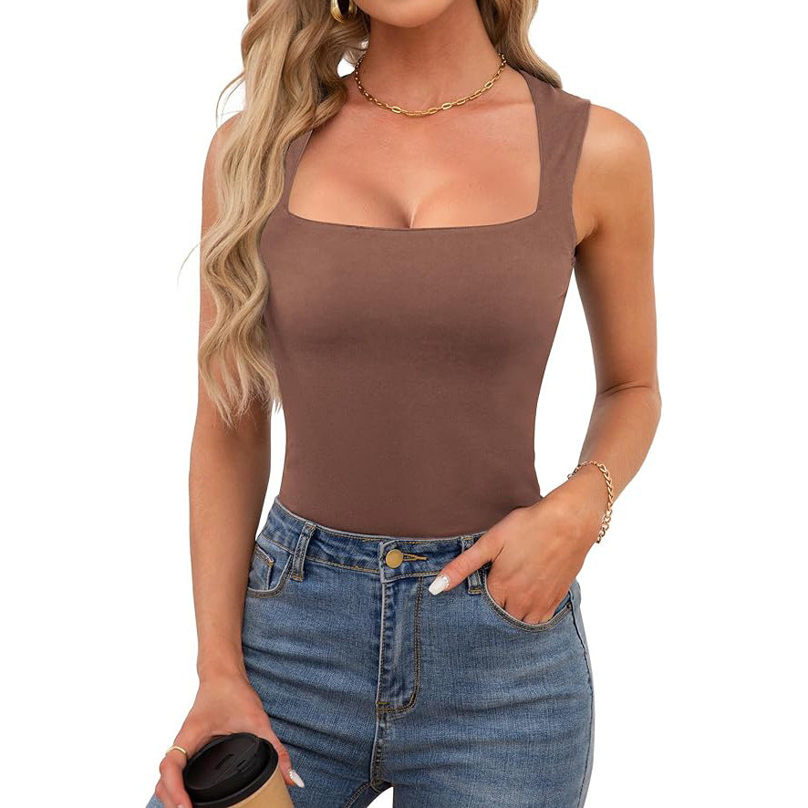 🎀Koop er 1, krijg er 1 🎀gratis Dames tanktop met vierkante hals, mouwloos en dubbellaags