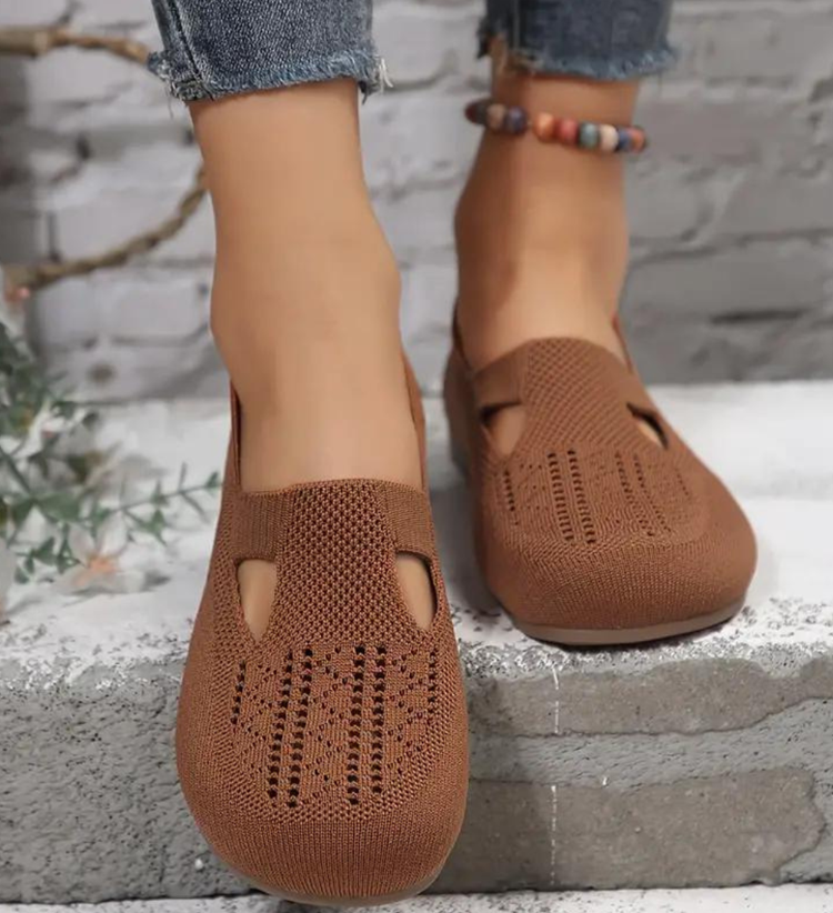 Vrouwen Wandelen Comfortabele Ademend Knit Flats Schoenen
