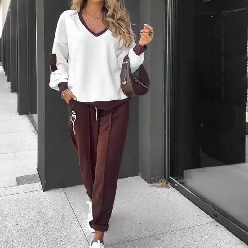 šGRATIS VERZENDINGš Color-Block Pullover Hoodie & Joggingbroek Set ā Opvallend Design, Comfortabel Voor Alledag