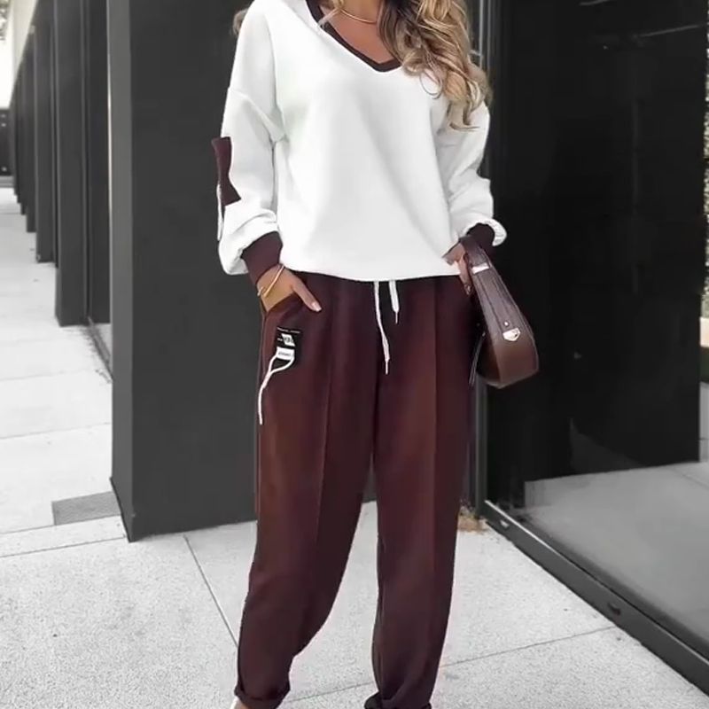 šGRATIS VERZENDINGš Color-Block Pullover Hoodie & Joggingbroek Set ā Opvallend Design, Comfortabel Voor Alledag