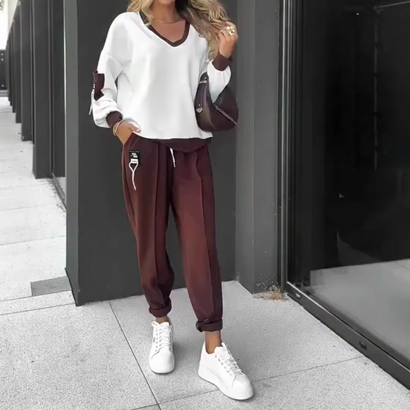 šGRATIS VERZENDINGš Color-Block Pullover Hoodie & Joggingbroek Set ā Opvallend Design, Comfortabel Voor Alledag