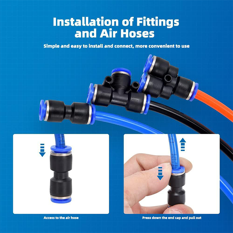 1/4 inch pneumatische push-to-connect luchtslangfittingen set