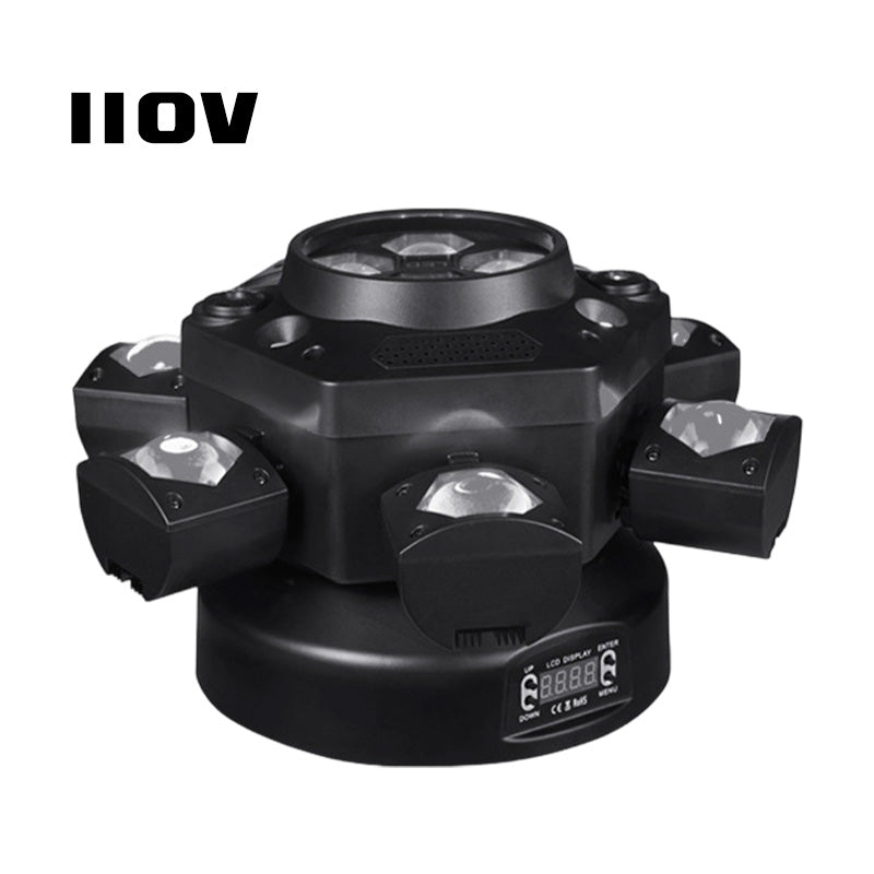 ⏰Multi-Beam LED Sfeerverlichting – 6 Beweegbare Lichten, Geluidsgeactiveerd & Met Afstandsbediening!