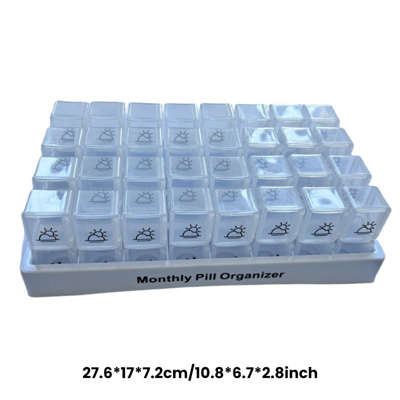 ๐๐
Dagelijkse 31-daagse pillendoosje voor op reis โ ๐๐ฆ Medicijnendoosje voor 4 weken met vakjes en labels, ideaal voor weekplanning, vakanties en senioren, compacte opslag