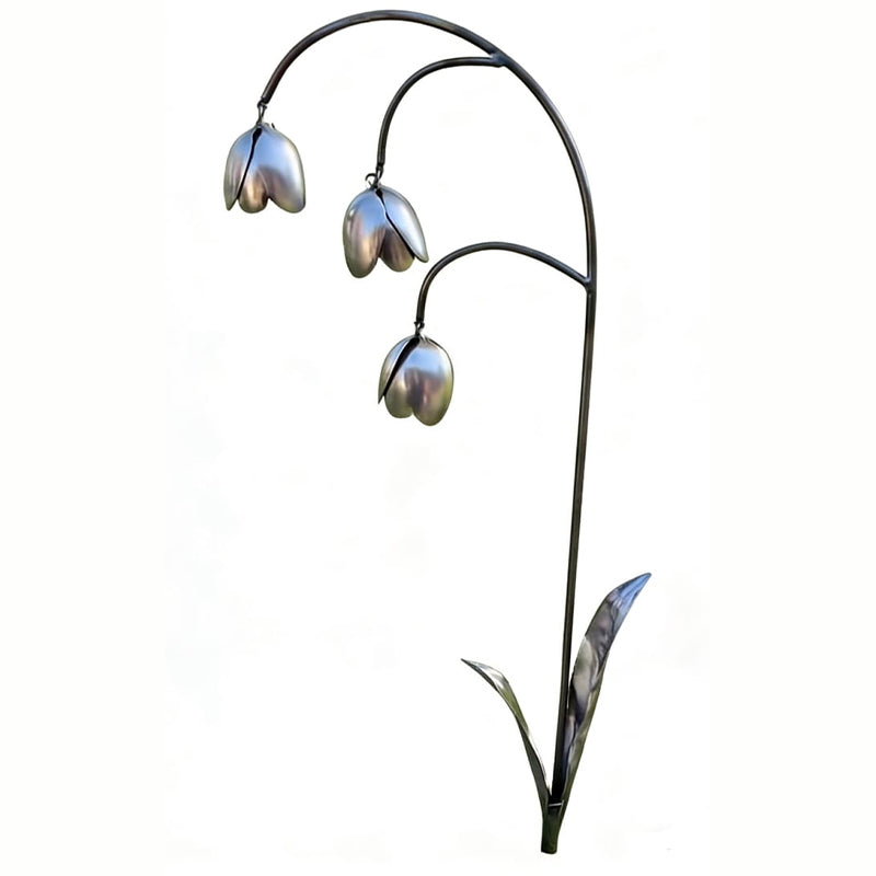 Elegante metalen tuinpaal met bloemmotief