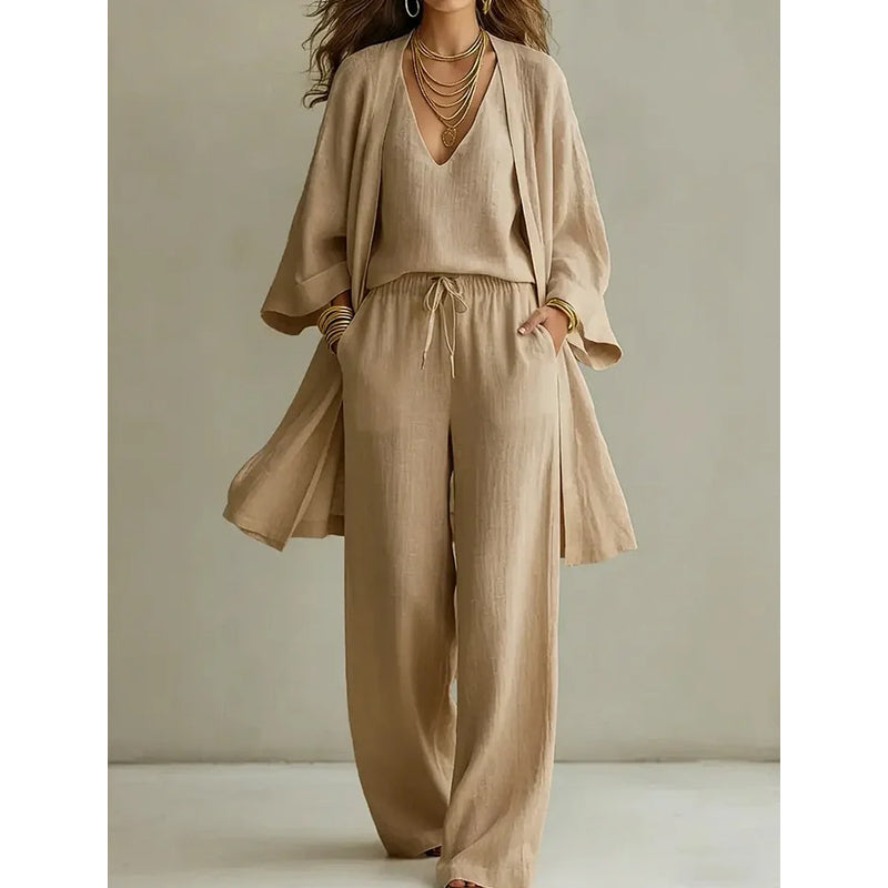 ⏰ 50% Rabatt –Elegantes, lässiges dreiteiliges Weitbein-Set | Weich, hautfreundlich, fließend und figurumschmeichelnd ✨👖