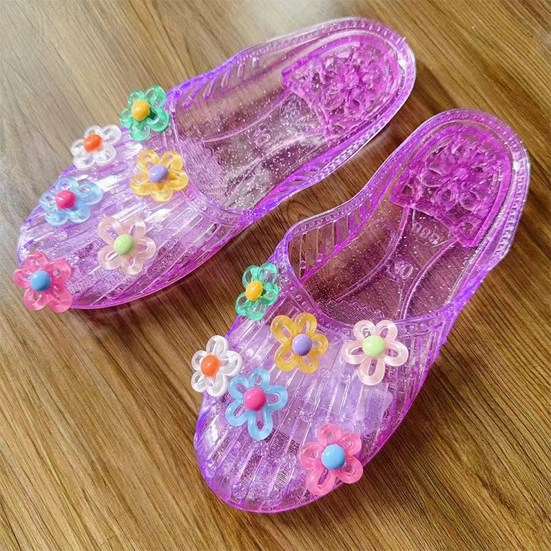 Women's Transparent Glitter Closed Toe Slippers