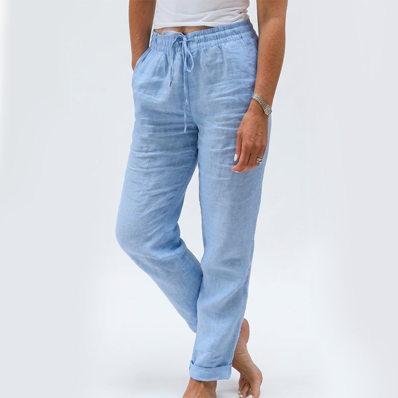 🌸Nieuwe collectie 50% KORTING!🏖️ Elastische Taille Katoen-Linnen Dames Casual Broek 👖
