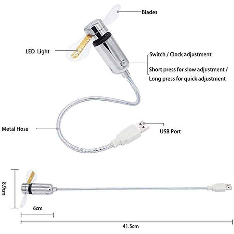 🔥Aanbieding 2026: 50% korting🔥 USB-ventilator met LED-klokverlichting