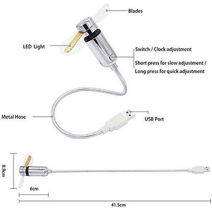 🔥Aanbieding 2026: 50% korting🔥 USB-ventilator met LED-klokverlichting