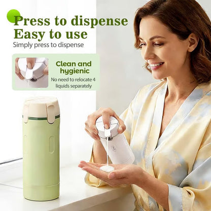 4-in-1 hervulbare reisflessen met dispenser