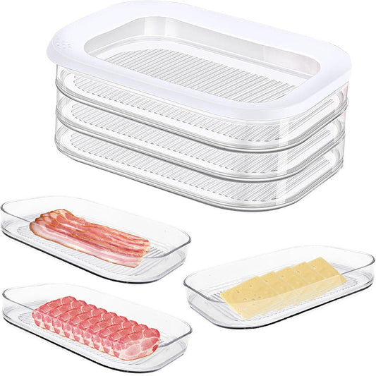 3 Layer Reusable Food Storage Containers with Lid Clear Fridge Crisper