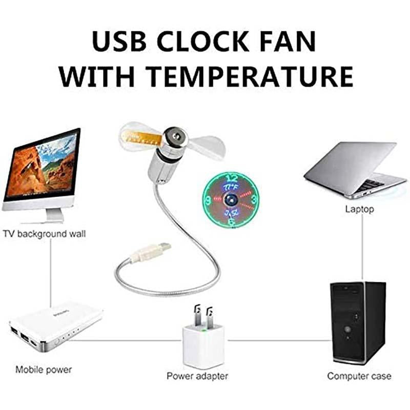 🔥Aanbieding 2026: 50% korting🔥 USB-ventilator met LED-klokverlichting