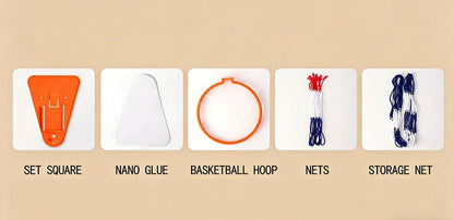 🏀Canestro da basket portatile in plastica autoadesivo per interni/esterni con accessori⛹️
