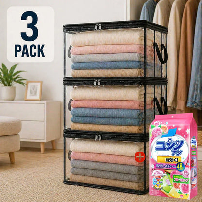 📦 KOOP 2, KRIJG 1 GRATIS – Grote Transparante Opbergtas van Dik Plastic | Extra Sterk & Ruimtebesparend ✨