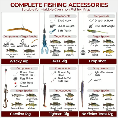 🐟264-delige visuitrusting – Professionele set voor zoetwatervissen – Inclusief waterdichte doos – Haakjes en jigkoppen van topkwaliteit 🎣