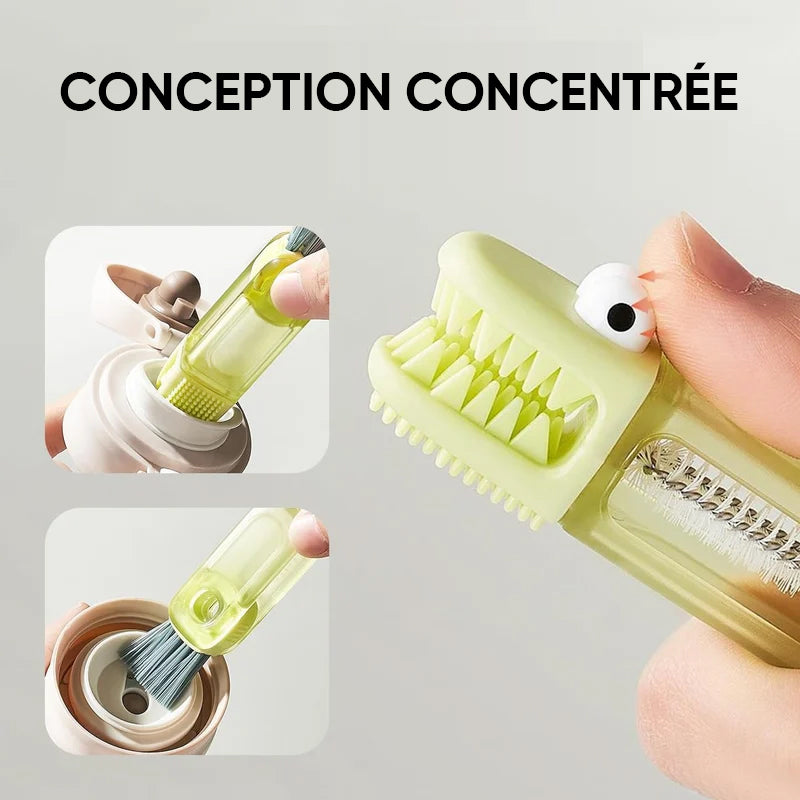 ✨Versatile 4-in-1 cleaning brush for gaps between bottles