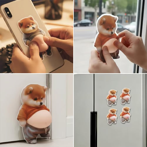 3D Schattige Shiba Inu Zelfklevende Deurstopper & Stressbal